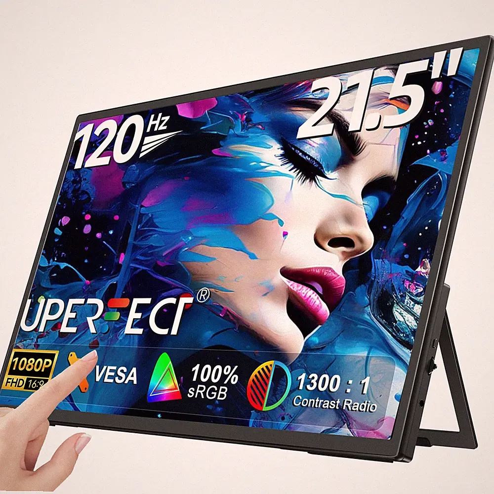 UPERFECT 21.5" 120Hz Touchscreen 1080P Portable Monitor with/kickstand For Game