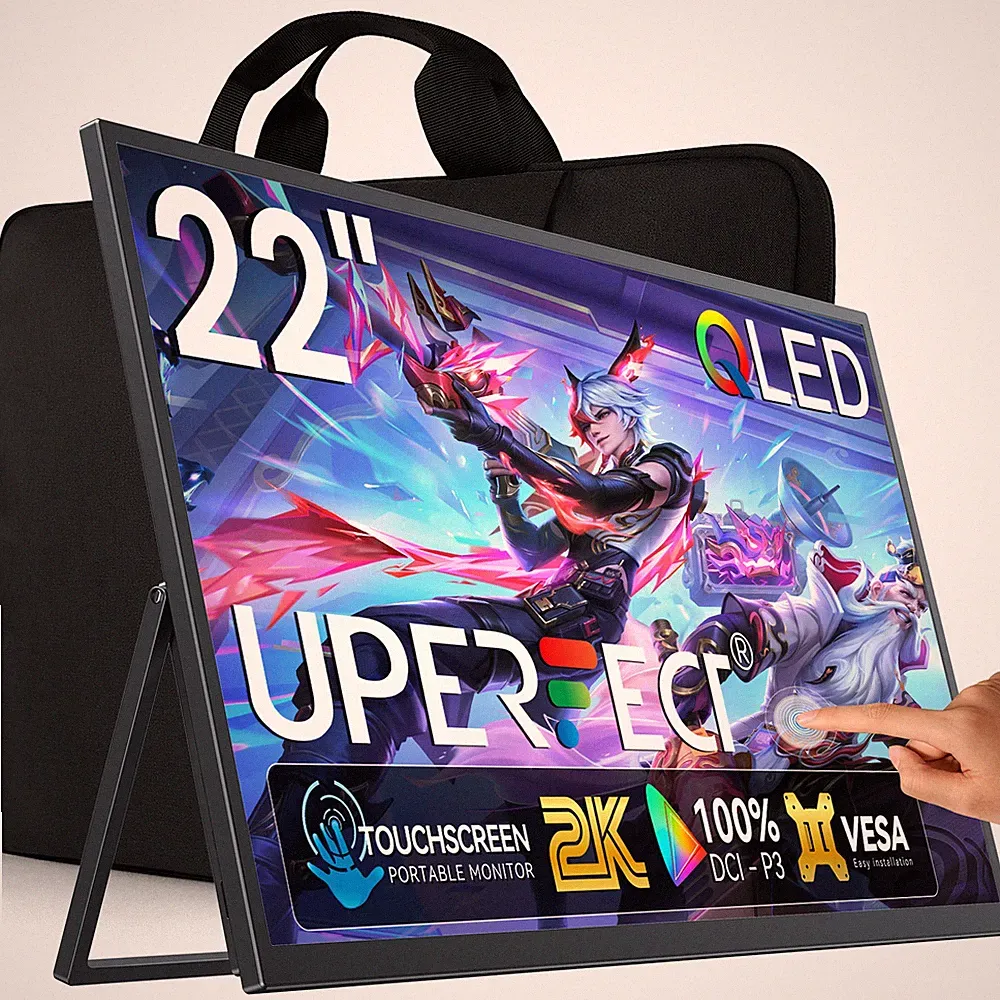 UPERFECT 22" 2K Portable Monitor Touchscreen 60Hz Screen with Adjustable Stand