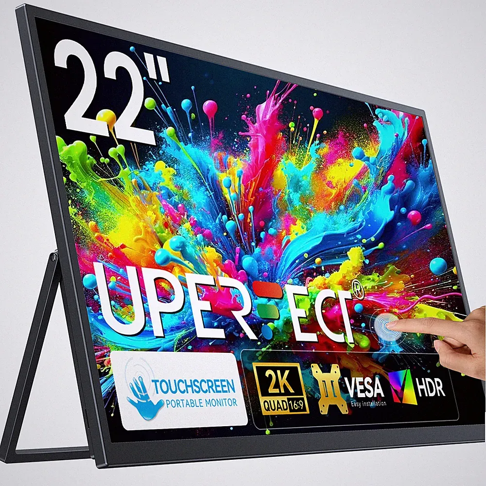 UPERFECT 22" 2K Touchscreen Portable Larger Monitor Computer Screen Fresstanding