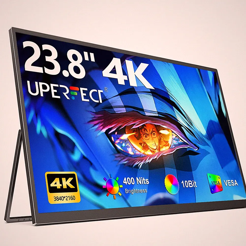 UPERFECT 23.8 Inch Portable Monitor 4K Screen HDMI USB C Monitor VESA 3840x2160