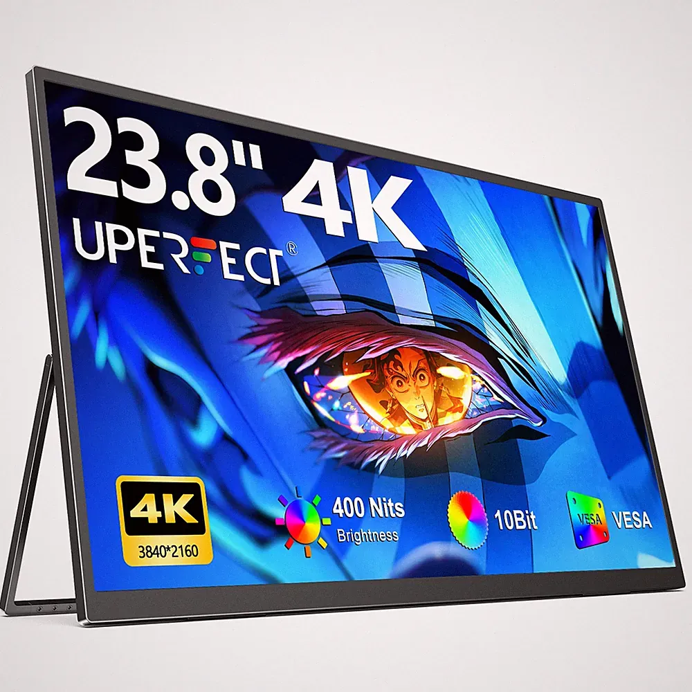 UPERFECT 23.8 Inch Portable Monitor 4K Screen HDMI USB C Monitor VESA 3840x2160