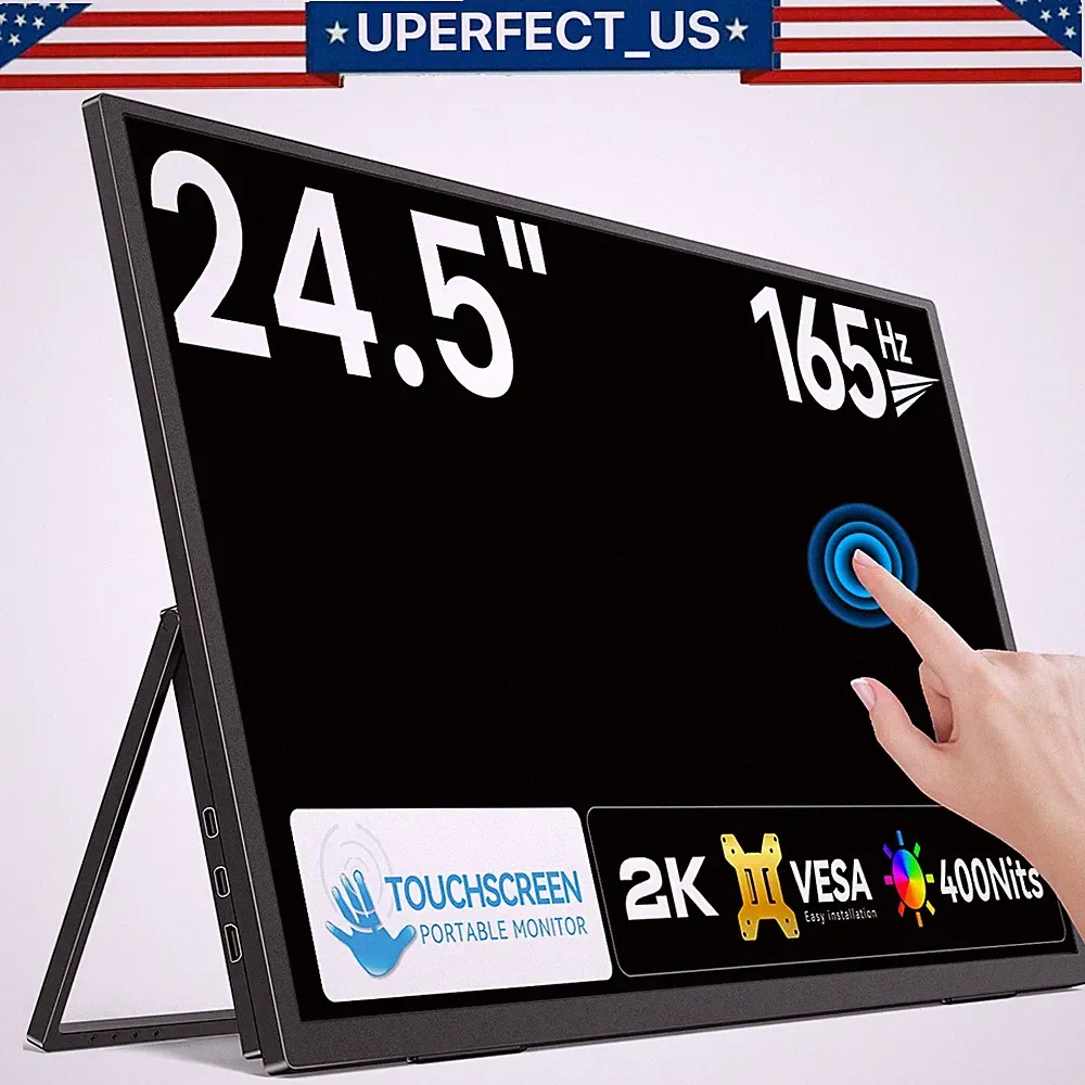 2026 24.5" 2K 165Hz Portable Gaming Monitor Touch Screen HDMI Computer Display A