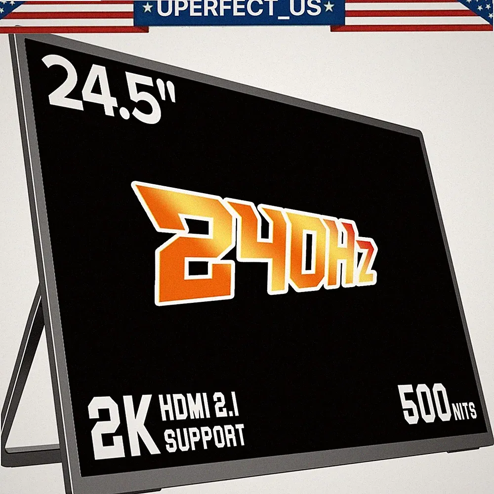 UPERFECT 240Hz Portable Monitor, 24.5" 2.5K QHD Gaming for PS5 Computer Monitor