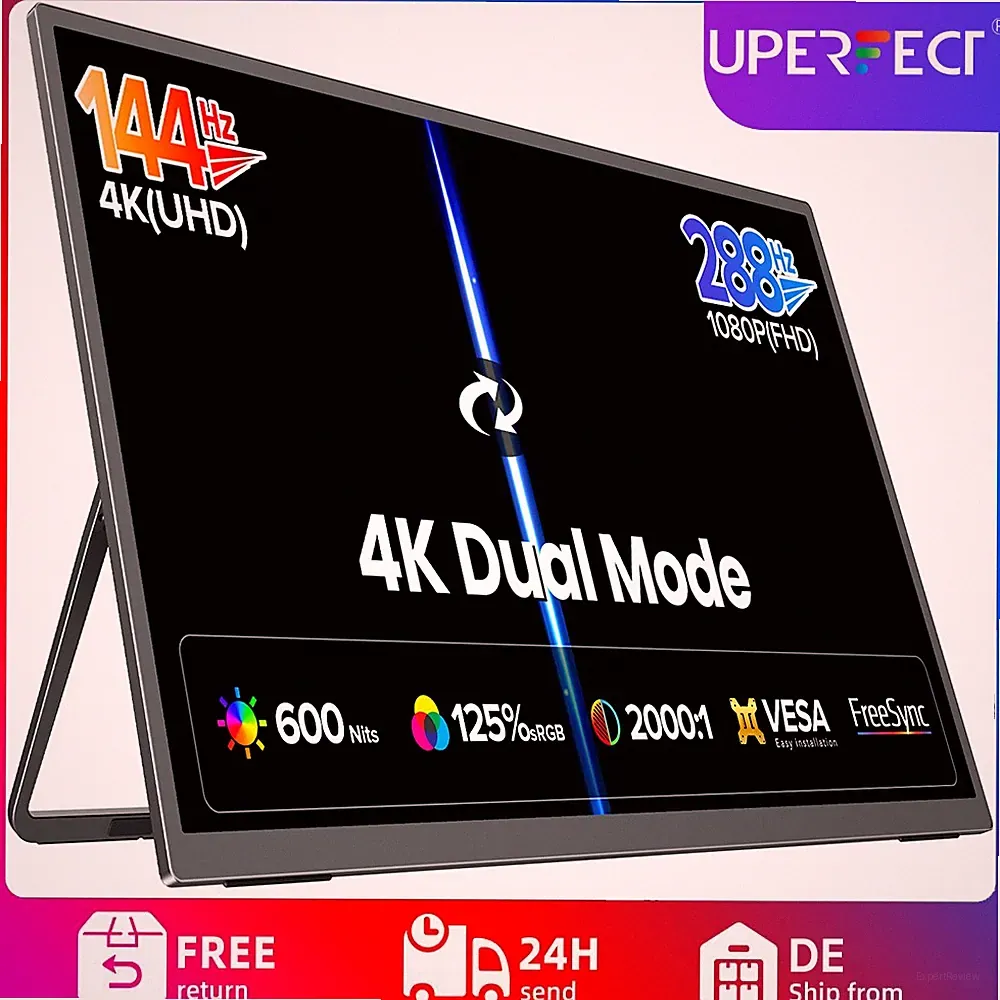 UPERFECT 27” Dual Mode 4K UHD 144Hz/FHD 288Hz Gaming Monitor 600 Nits for Laptop