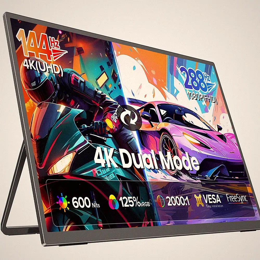 UPERFECT 27" Dual Mode 4K UHD 144Hz/FHD 288Hz Portable Gaming Monitor USB-C HDMI