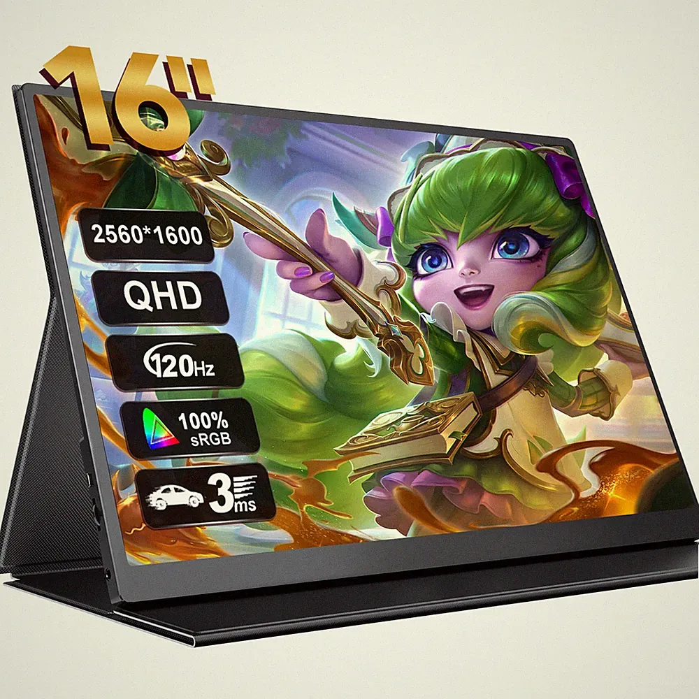 UPERFECT 2K 120Hz Portable Gaming Monitor 16" 2560x1600 Freesync Laptop Monitor
