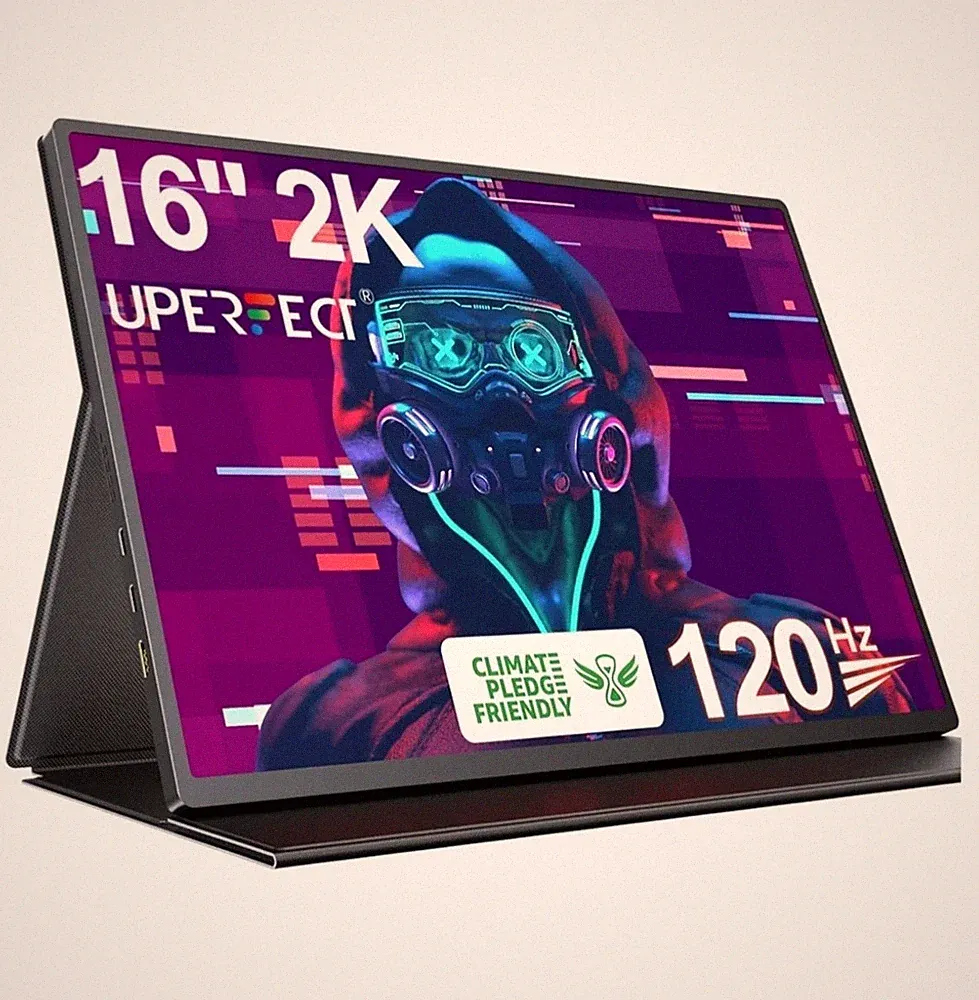 UPERFECT 2K 120Hz Portable Gaming Monitor 16" 2560x1600 HDR FreeSync