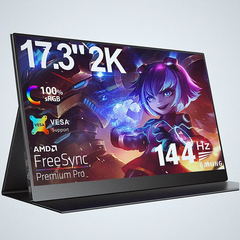 UPERFECT 2K 144Hz Portable Monitor 17.3" HDMI Display For Computer PC Gaming