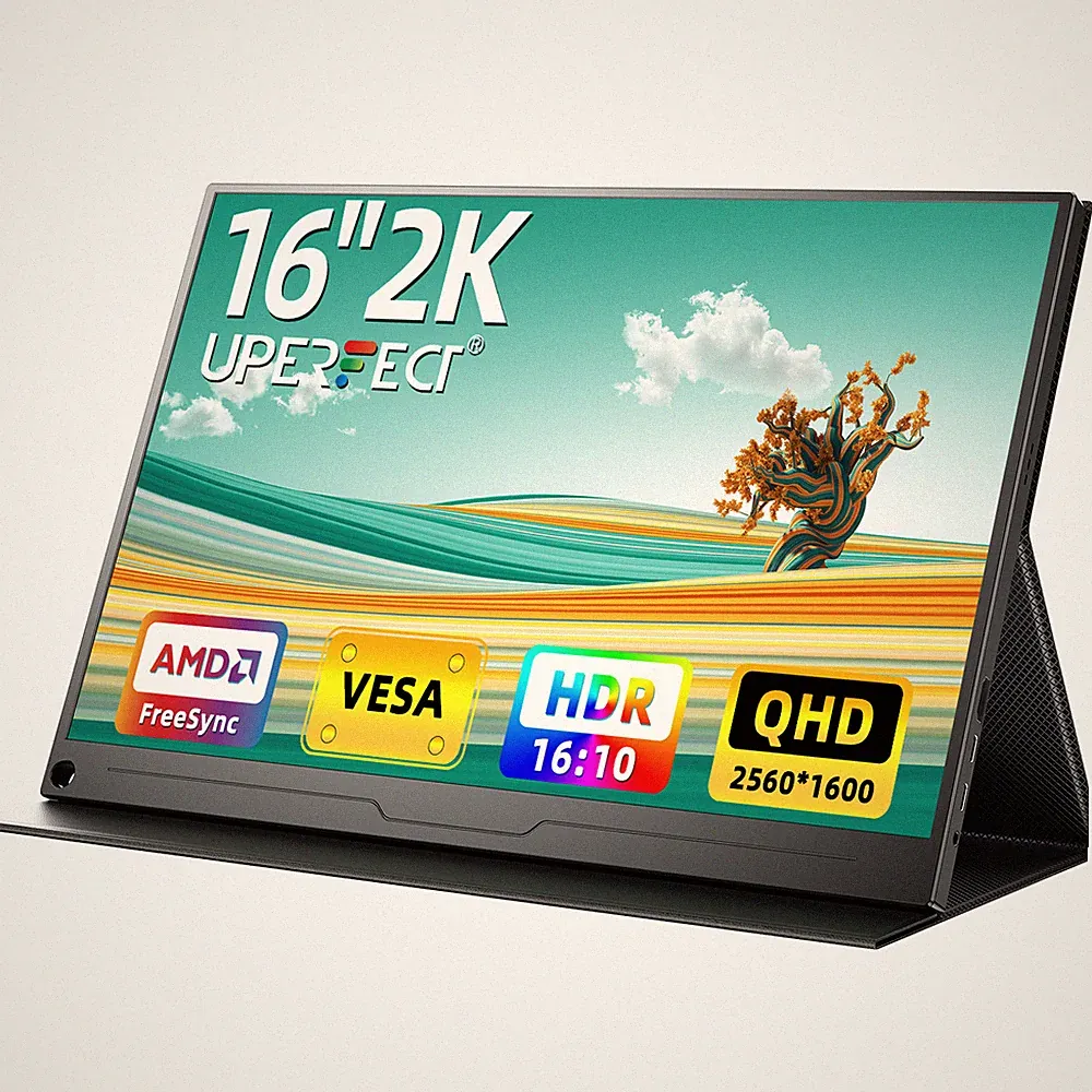 UPERFECT 2K Portable Monitor 16" 2560x1600 QHD Portable Gaming Monitor HDR VESA