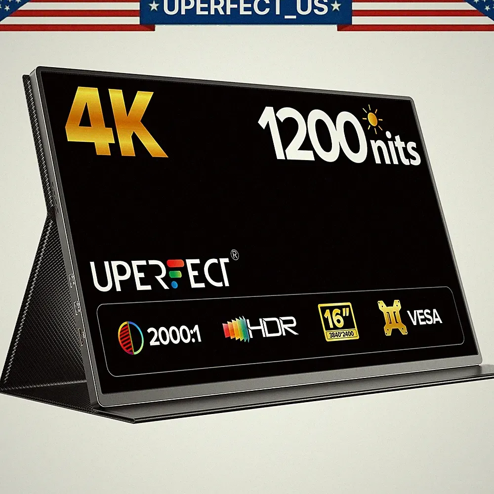 16.0" 4K 2400P Gaming Monitor PC Screen 100%sRGB UHD For DSLR Raspberry Pi PS5 4