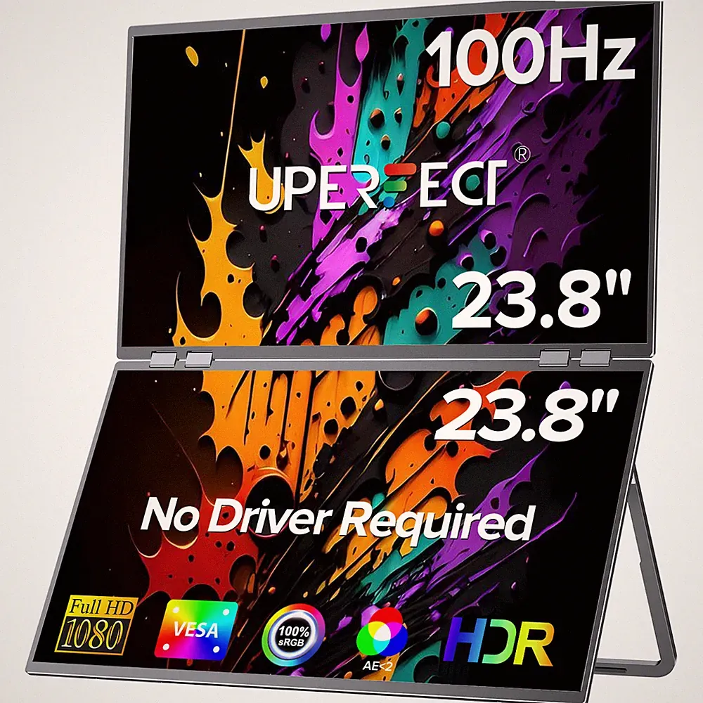 UPERFECT Delta 23.8" 100Hz Portable Gaming Monitor 1920*1080 Dual Laptop Screen