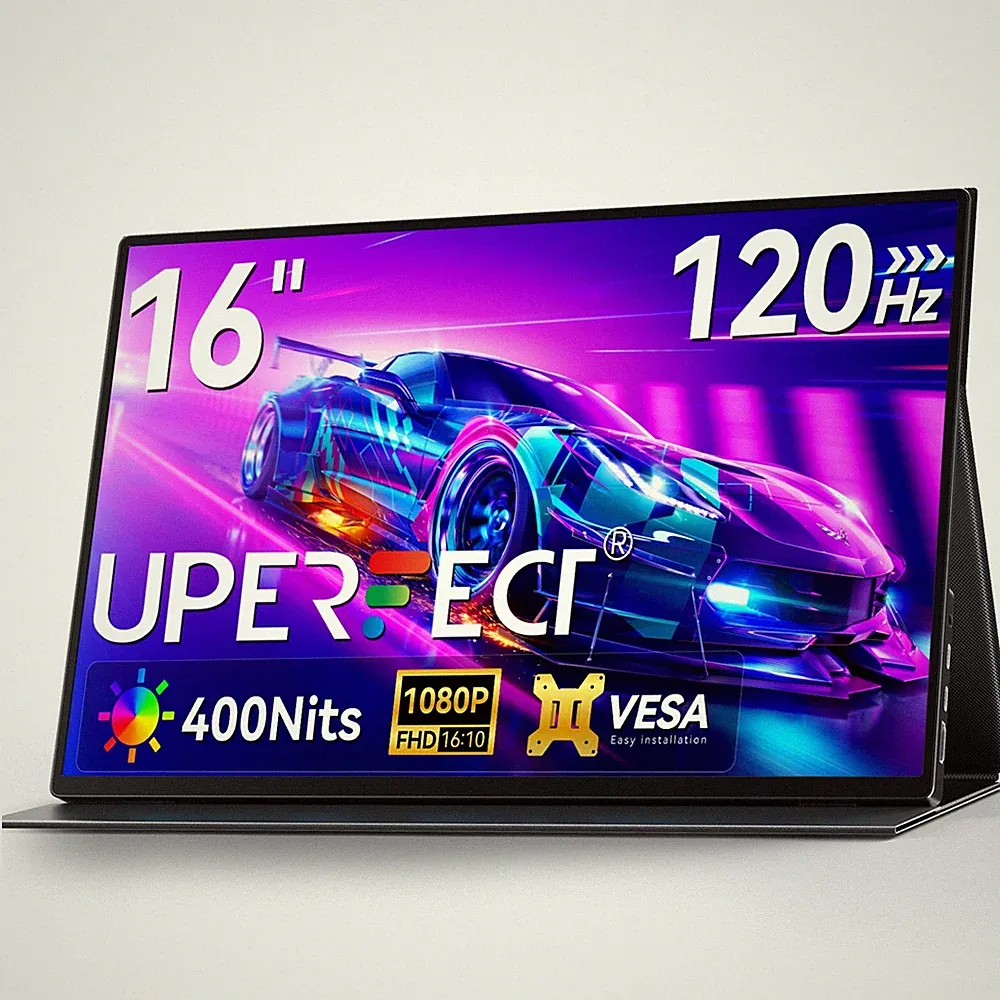 UPERFECT Gaming Monitor 16" 120Hz Portable Monitor USB-C for PC Laptop 1920x1080