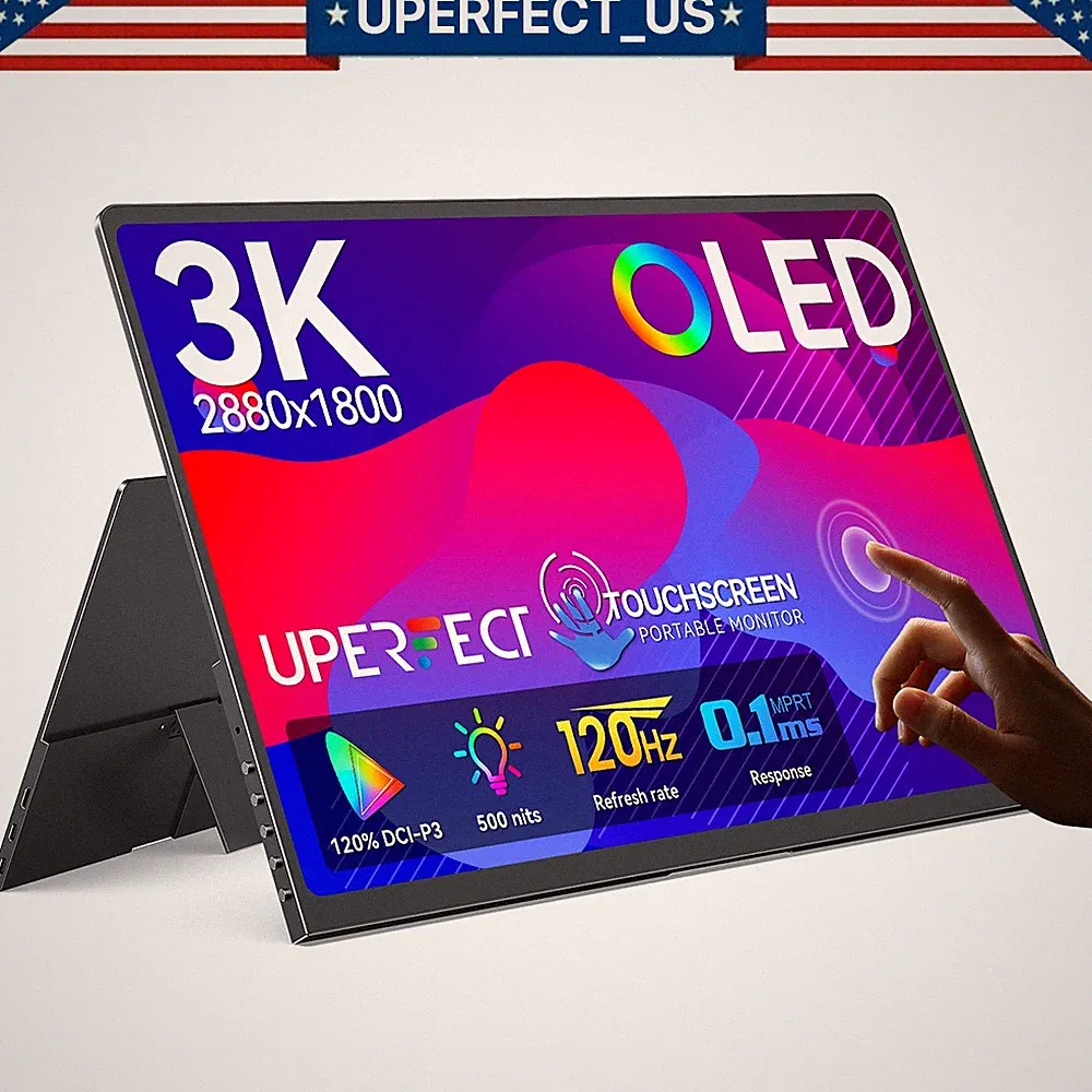 UPERFECT OLED Portable Monitor, 14.0" Touch Gaming for Computer Monitor FreeSync