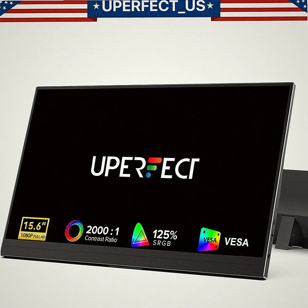UPERFECT Portable Monitor 15.6" 125% sRGB 1080P Laptop Monitor, 350 Nits, 2000:1
