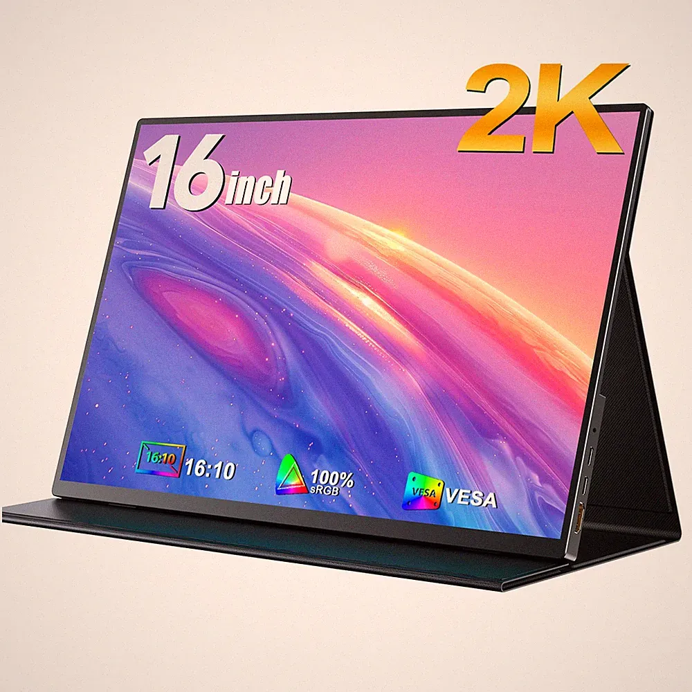 UPERFECT Portable Monitor 16" External Monitor 2560x1600 USB C Monitor Gaming
