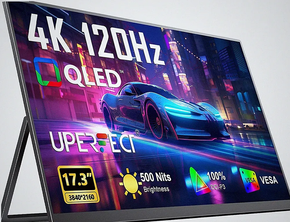 UPERFECT Portable Monitor 4K 120HZ QLED 17.3 Inches, USB-C & HDMI