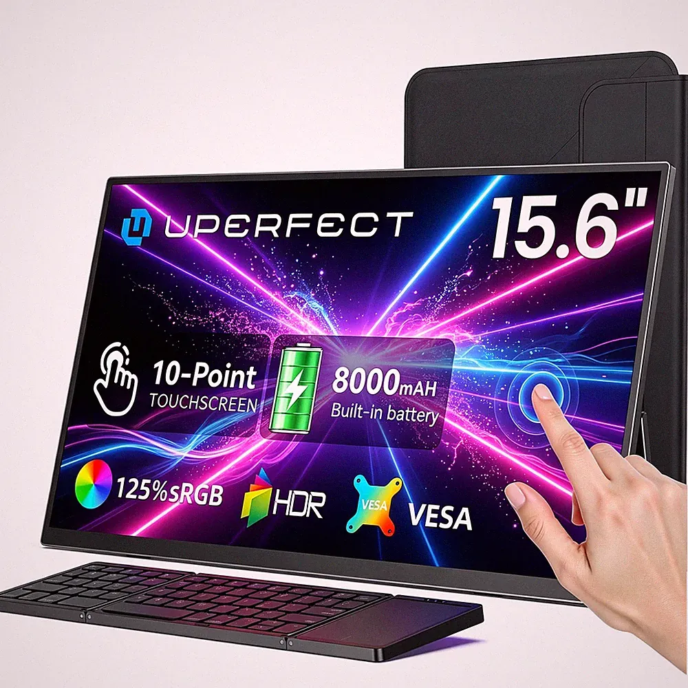 UPERFECT Portable Monitor Touchscreen 15.6'' Laptop Monitor with Battery & Stand