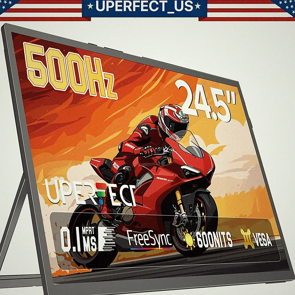 UPERFECT QLED Portable Monitor 24.5'' 500Hz FreeSync 0.1ms Gaming Monitor 2000:1