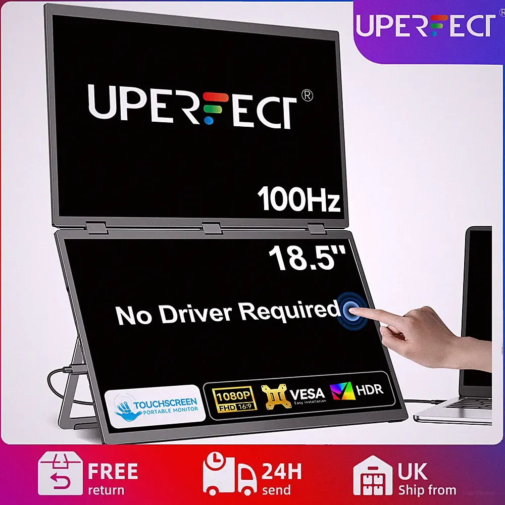 UPERFECT Touch Dual UStation 18.5" Folding Monitor 100Hz Portable Display &Stand