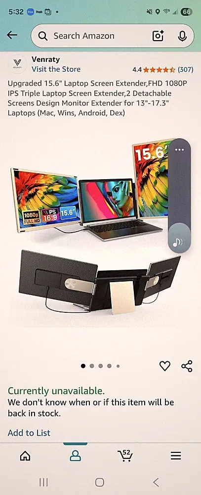 Upgrade 15.6" Laptop Extender, FHD 1080P IPS 3 Monitors USB-C/HDMI for 13"-17.3"