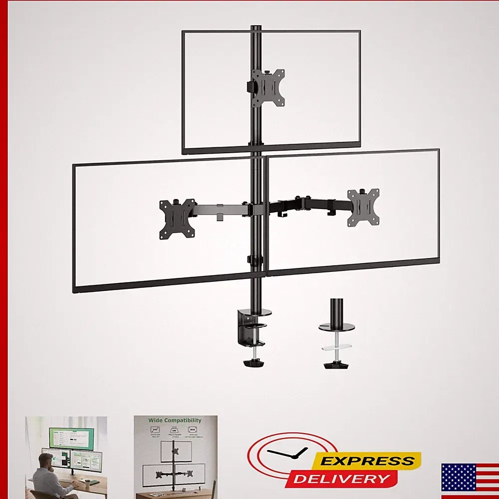 UPGRAVITY Triple Monitor Desk Mount 17-32in VESA 75/100 Black