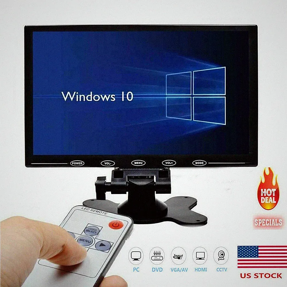 US - 7" LCD CCTV PC Monitor W/Speaker AV/VGA/HDMI 1080P for DSLR Raspberry Pi