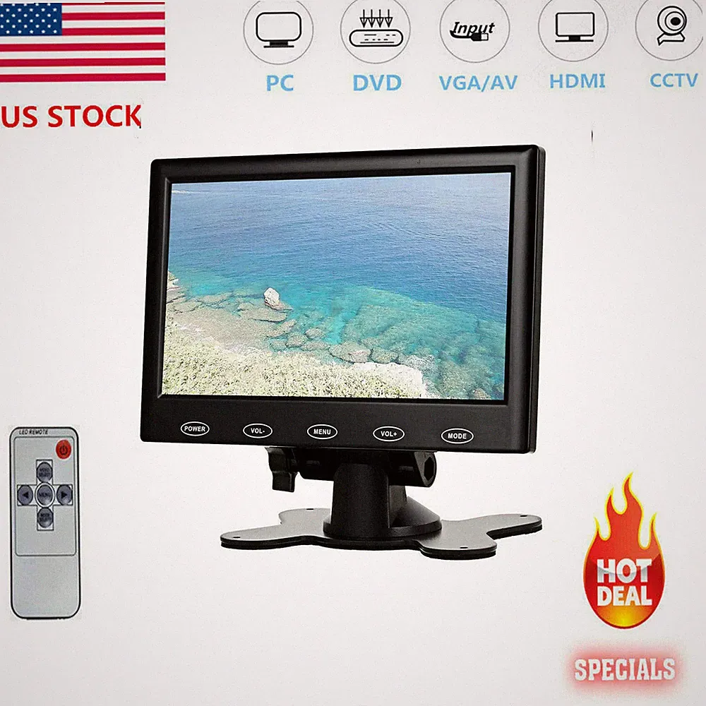 US-7'' Portable Small Monitor HDMI LCD Screen for PC/TV/Security System VGA