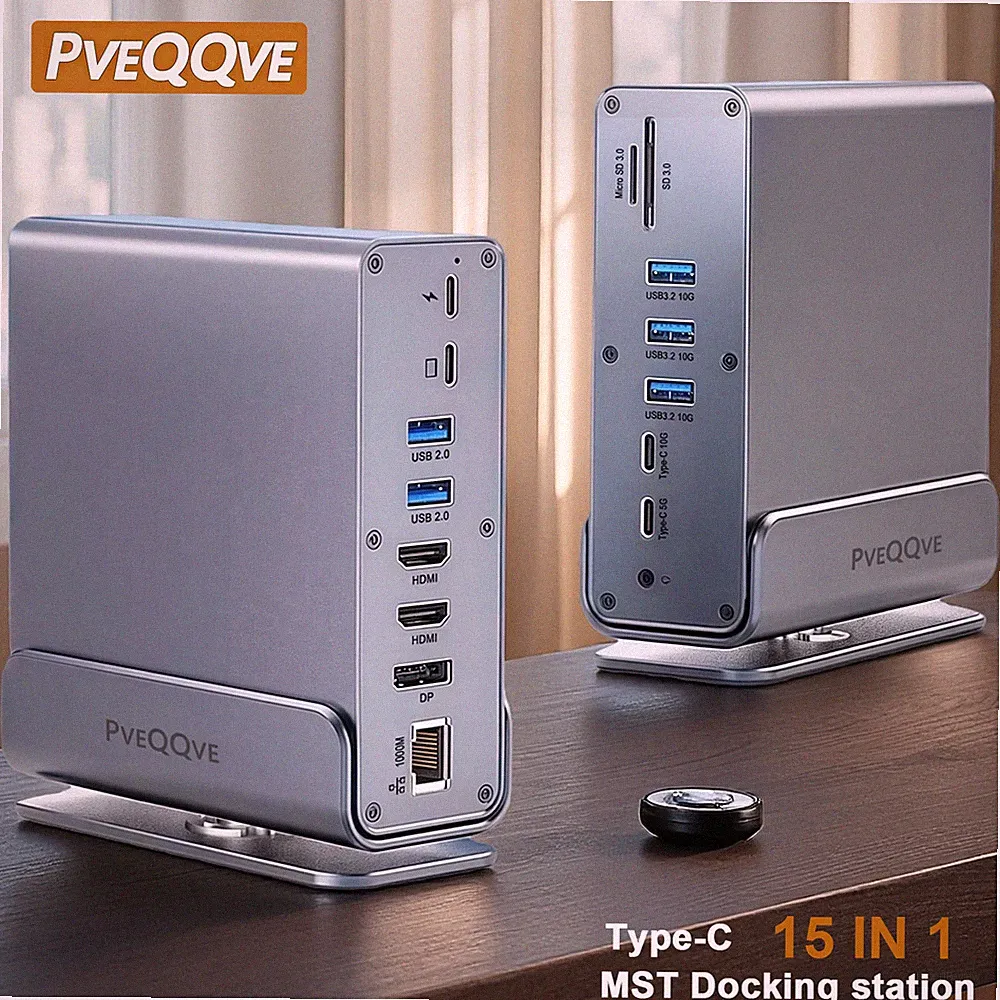 USB-C 3 Monitors Docking Station 2 HDMI 4K USB3.2 Gigabit Ethernet 100W PD SD/TF
