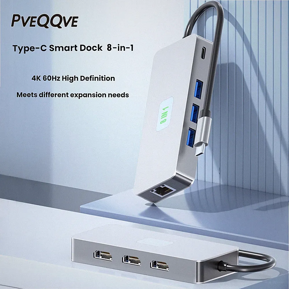 USB C Hub 2 HDMI Docking Station 3 Monitors with USB3.0 Gigabit Ethernet 100W PD