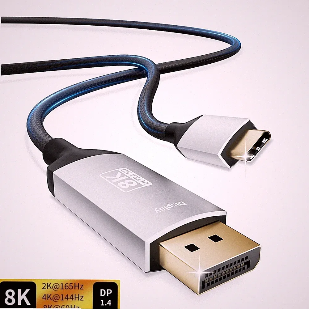 USB-C to DisplayPort 1.4 Adapter Cable 8K@60Hz Video Connection Cord1.2M Length