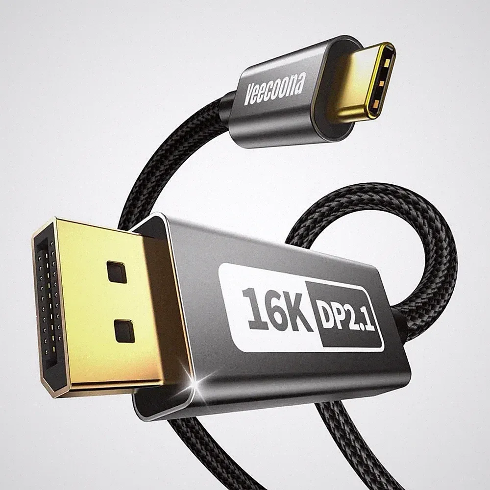 USB-C to DisplayPort 2.1 Cable 6.6FT | 16K@30Hz 8K@120Hz 4K@240Hz 40Gbps, Thu...