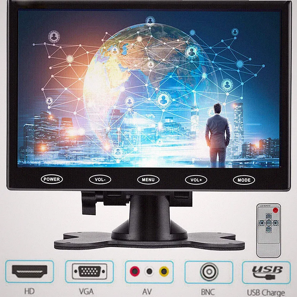 USB Power 7" LCD CCTV Monitor 5V/2A AV/RCA/VGA/BNC/HDMI 1080P HD PC Screen