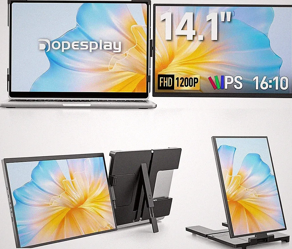 Used 14.1'' Laptop Screen Extender Portable Monitor FHD 1200P IPS for 14"-17" US