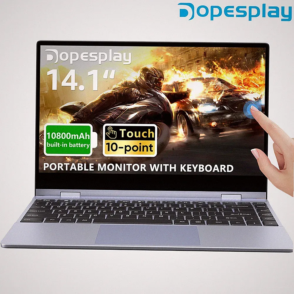USED 14.1" Portable Monitor with Keyboard HDR IPS Touchscreen LCD 1080P Grade A