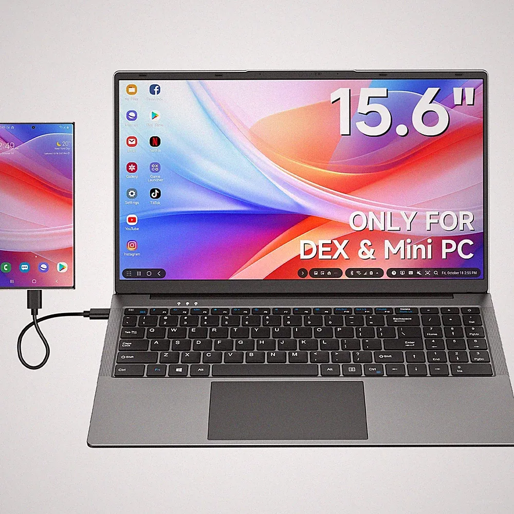 USED | 15.6" Portable Monitor W/ Keyboard for Samsung DeX Mac Mini PC FHD 1080P
