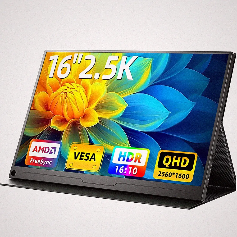 Used 16" 2.5K 2K Portable Monitor 2560*1600 QHD Second Screen 16:10 VESA Display