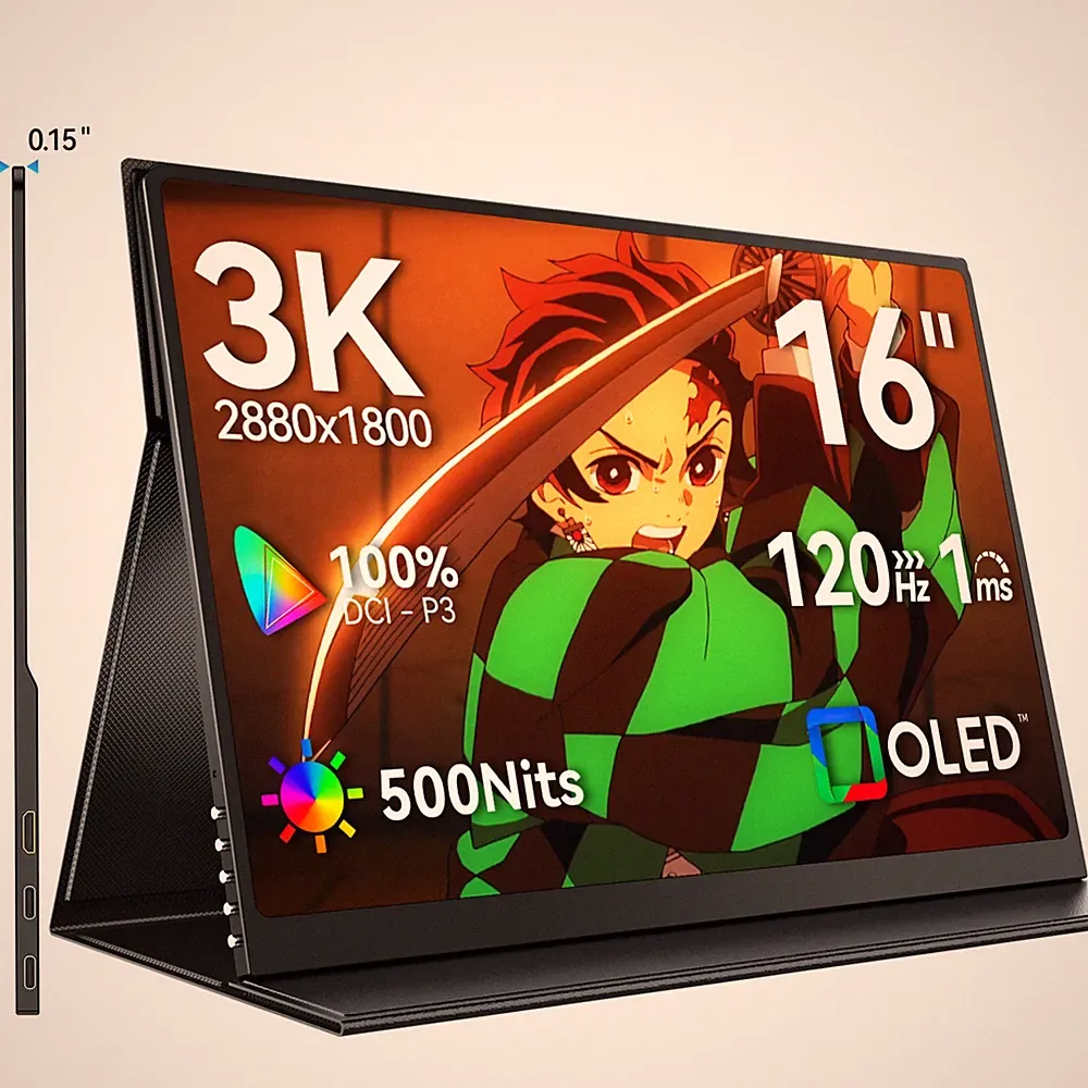 Used | 16” Portable Monitor OLED 120Hz Gaming Monitor 2880x1800 100% DCI-P3