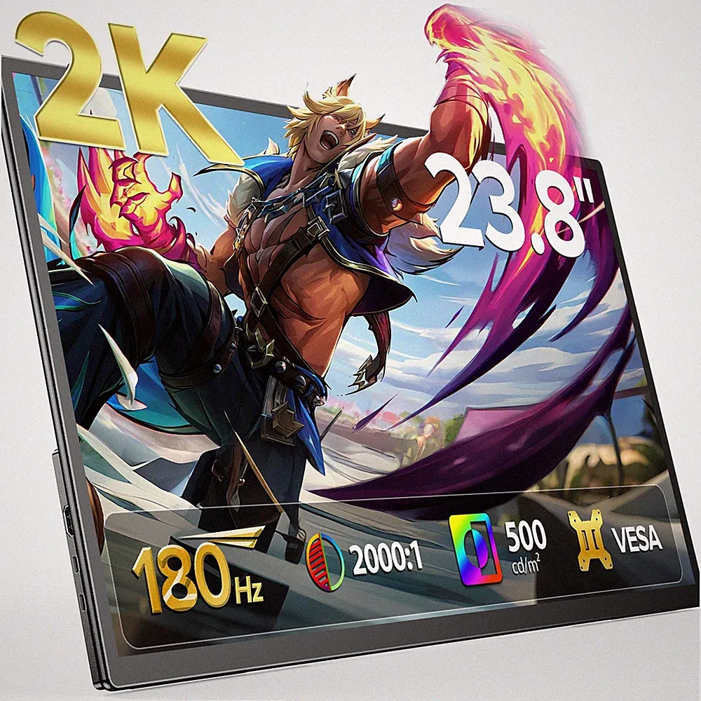 Used |23.8" 2K 144Hz-180Hz Portable Monitor Gaming Display VESA Kickstand Screen