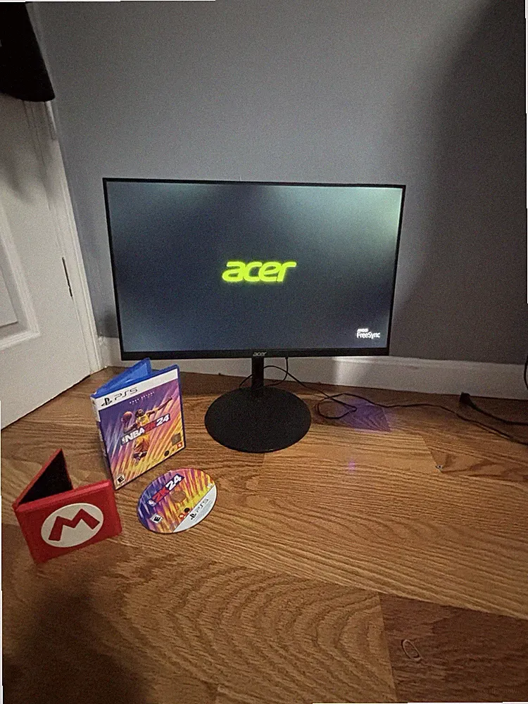 USED ACER MONITOR WITH PLUG, USED NINTENDO MARIO GAME CARD HOLDER, PS5 NBA2K24