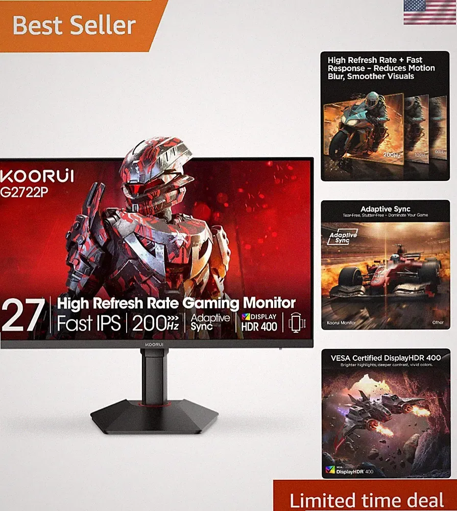 Versatile 27 Inch 2K Gaming Monitor - 200Hz, Height Adjustable & Flicker-Free