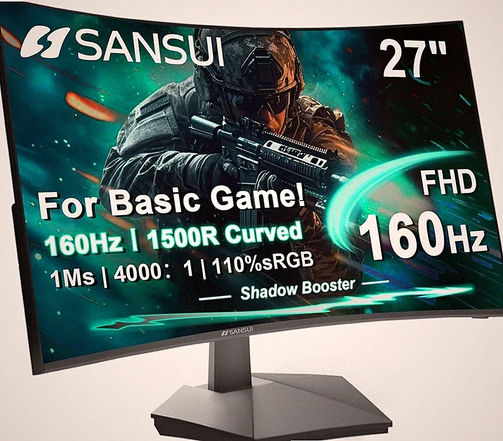 Versatile 27 Inch Curved LED Monitor - 160Hz FreeSync, HDR, Anti-Flicker Display