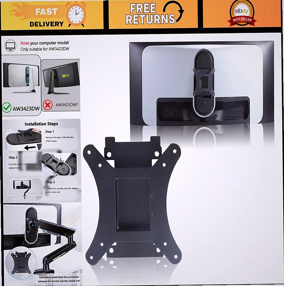 VESA Adapter for 34" Curved Gaming Monitor - Compatible with Alienware AW3423DW