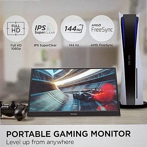 VIEWSONIC 17 INCH 1080P IPS PORTABLE GAMING MONITOR WITH 144HZ, AMD - BLACK