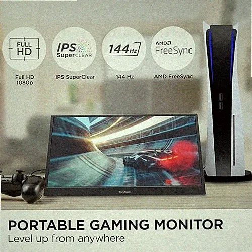 VIEWSONIC 17 INCH 1080P IPS PORTABLE GAMING MONITOR WITH 144HZ, AMD - BLACK