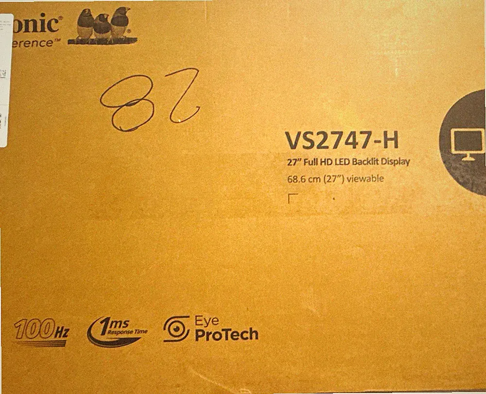 ViewSonic VS2747-H 27in FHD 1920x1080 100Hz 1ms Eye Care HDMI VGA
