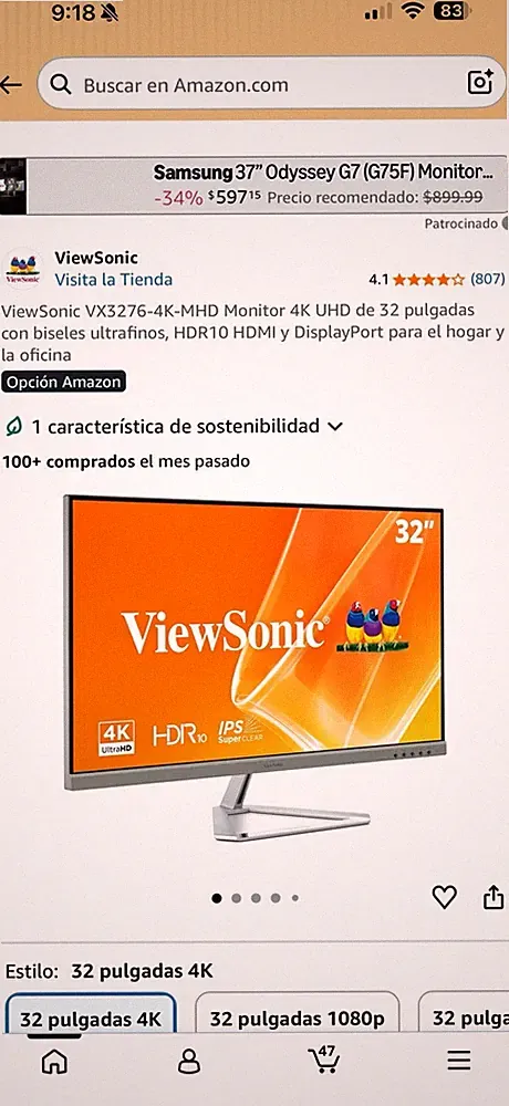 ViewSonic VX3276-4K-mhd 32" 4K UHD LED Monitor HDR10 60Hz 4ms HDMI/DP