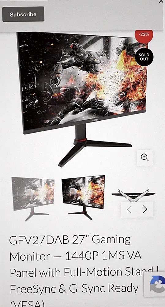 Viotek GFV27DAB 27in VA 1440p 144Hz 1ms Gaming Monitor Black