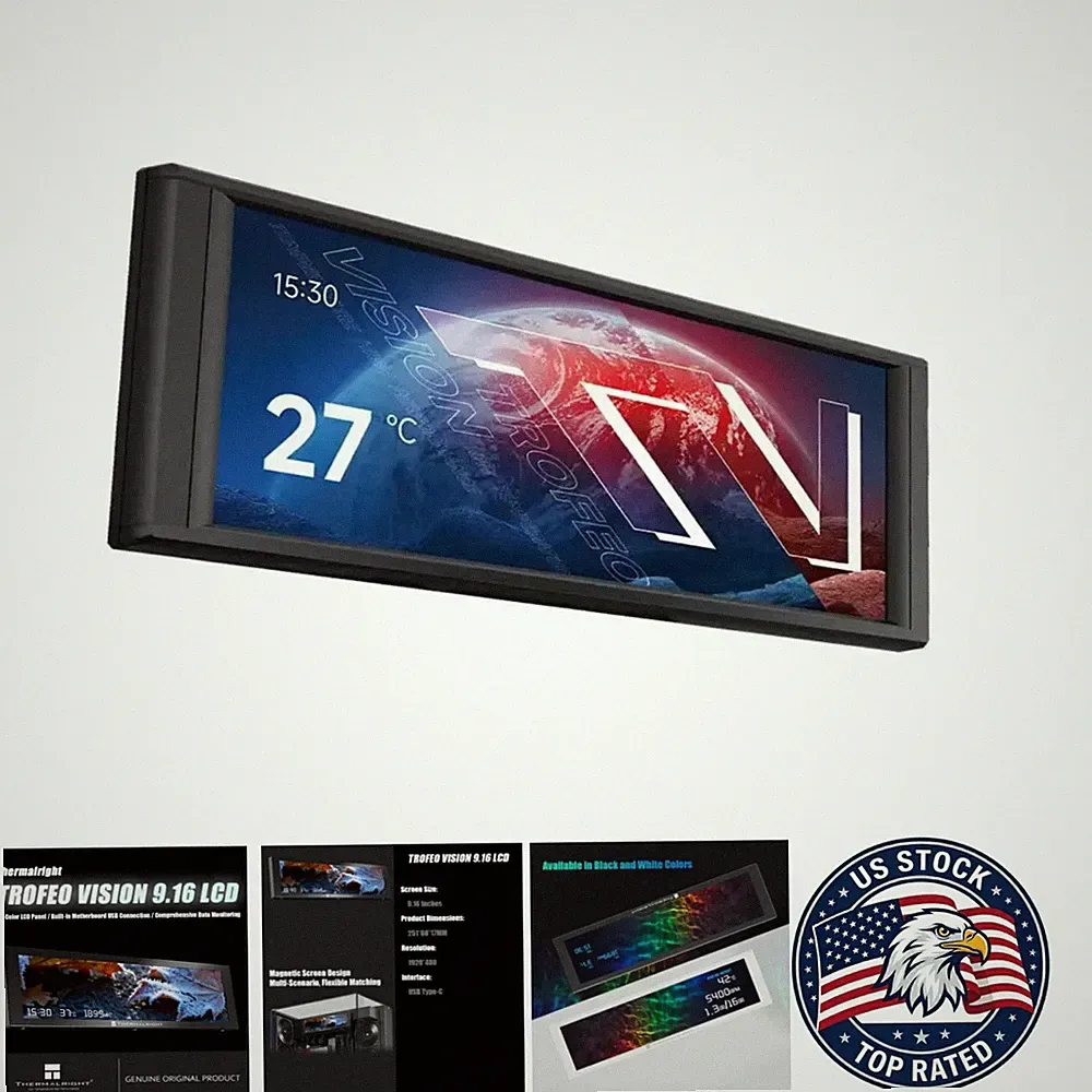Vision LCD Display 9.16” PC Monitor USB Type-C Gaming - RGB Support