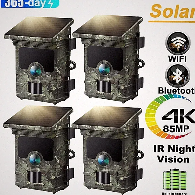 Voopeak Solar WiFi Bluetooth 4K UHD 85MP Trail Camera Hunting Game Wildlife Cam