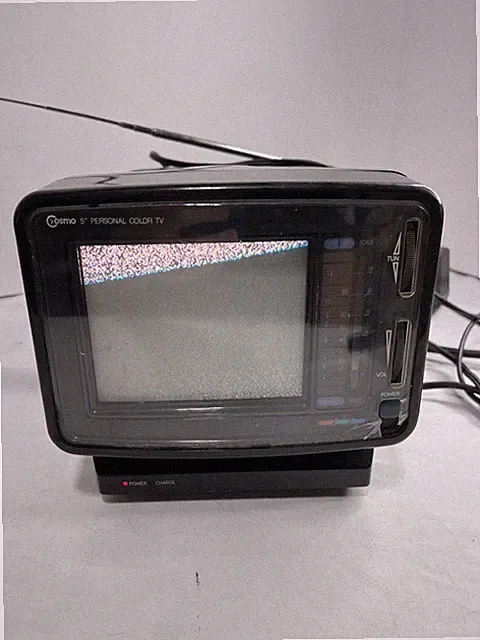 Vtg 1980s Cosmo 5" Portable Color TV Montitor orig AC Adapter -Gaming, Works EUC